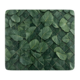 Verdant Rhythm: Tropical Leaf Grid Snijplank