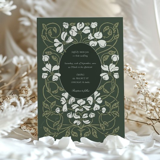 Verdant Romance Art Nouveau bruiloft Kaart