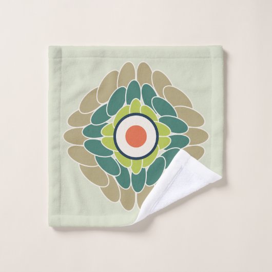 Verdant Rosette grafischer grüner Washandje (Wasdoekje)