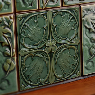 Verdant Symphony Art Nouveau Keramische Tegel Tegeltje