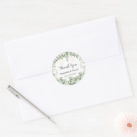 Verdant Vineyard gelooft: Goud & Groen gebladerte Ronde Sticker (Envelop)