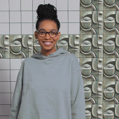 Verdant Vision - Abstracte kubistische keramische  Tegeltje