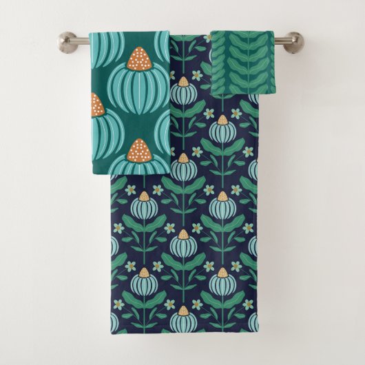 Verdant Whimsy Blue Bad Handdoek (Insitu)