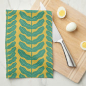 Verdant Whimsy Leaves Yellow Theedoek (Quarter Fold)