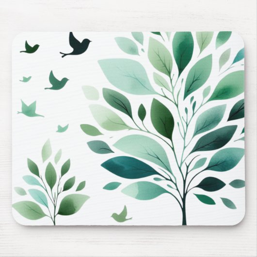 Verdant Whispers Chickadee Mousepad Muismat (Voorkant)