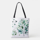 Verdant Whispers Chickadee Tote Bag (Achterkant)