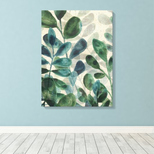 Verdante verfijning - Tropische bladeren Canvas Afdruk (Insitu (Houten vloer))