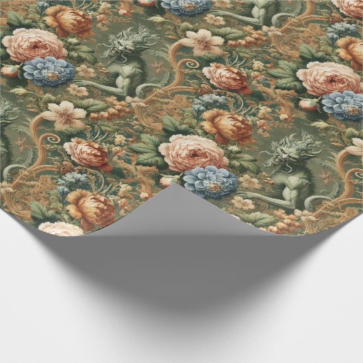 Verdant's Wrath - Mythisch bloemontwerp Cadeaupapier (Hoek)