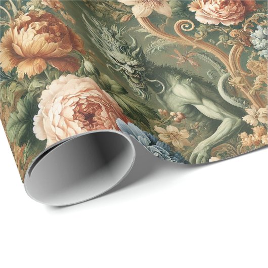 Verdant's Wrath - Mythisch bloemontwerp Cadeaupapier (Rol Hoek)