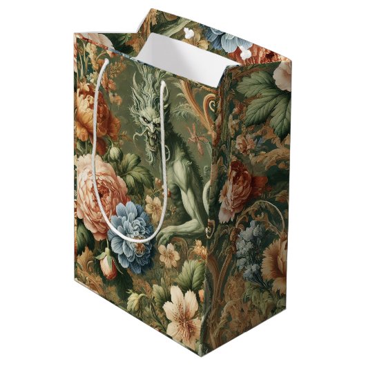 Verdant's Wrath - Mythisch bloemontwerp Medium Cadeauzakje (Achterkant Gekanteld)