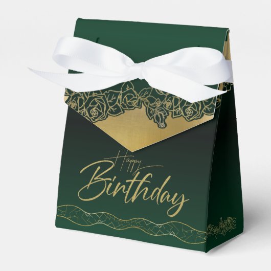 verde de bosque con rosas elegant para cumple bedankdoosjes (Voorkant Zijde)