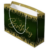 verde de bosque de cumple con flores groot cadeauzakje (Achterkant Gekanteld)