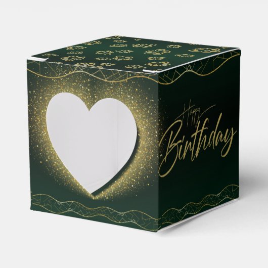 verde de bosque para cumple con corazón y flores bedankdoosjes (Voorkant Zijde)
