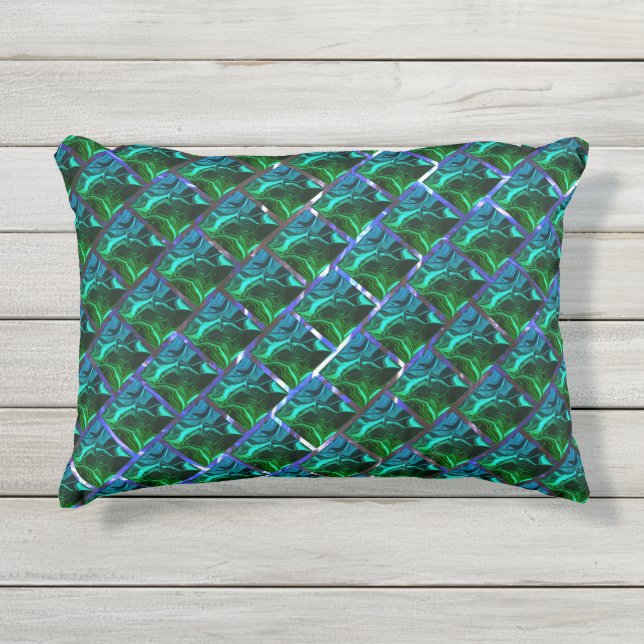 Verde esmeralda e curvas, sob-graad niquelada? buitenkussen (Voorkant)