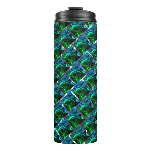 Verde esmeralda e curvas, sob-graad niquelada? thermosbeker (Voorkant)