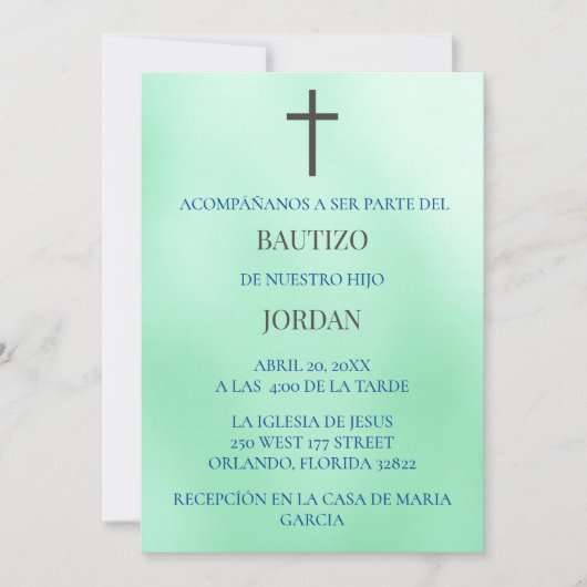 Verde Invitación de bautizo Kaart (Voorkant)