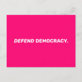 Verdedig de democratie moderne typografie hot pink briefkaart (Voorkant)