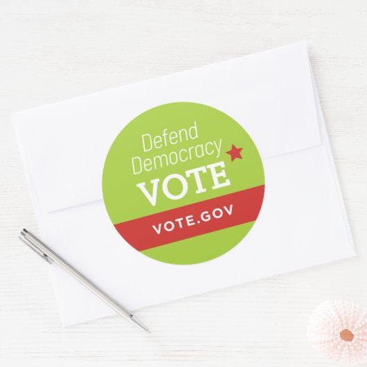 Verdedig de democratie ronde sticker (Envelop)