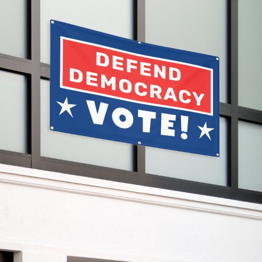 Verdedig de democratie stem! Banner (Buitenkant Gebouw)