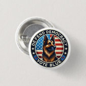 Verdedig de democratie - Stem Blauw - German Sheph Ronde Button 3,2 Cm (Voorkant /achterkant)