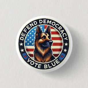 Verdedig de democratie - Stem Blauw - German Sheph Ronde Button 3,2 Cm