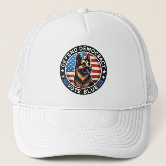 Verdedig de democratie - Stem Blauw - German Sheph Trucker Pet (Voorkant)