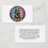 Verdedig de democratie - Stem Blauw - German Sheph Visitekaartje (Voorkant / Achterkant)