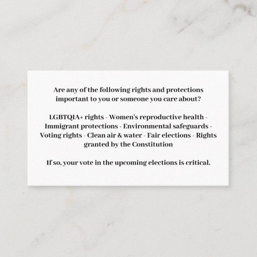 Verdedig de democratie - stem blauw visitekaartje (Voorkant)