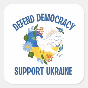 Verdedig de democratie Steun Oekraïne Amerikaanse Vierkante Sticker
