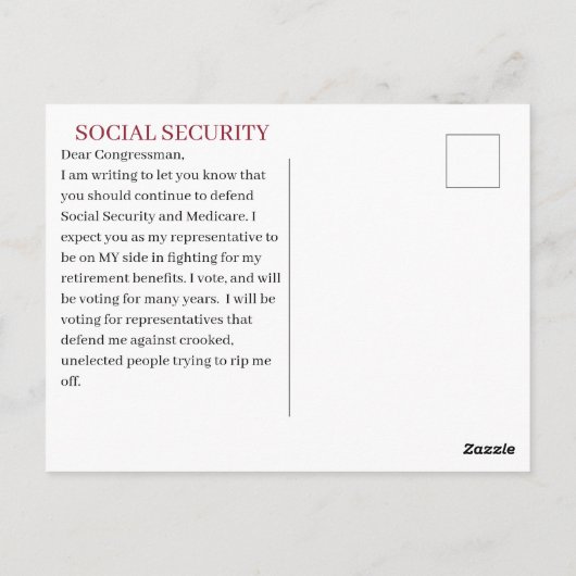 Verdedig de sociale zekerheid briefkaart (Achterkant)