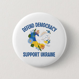 Verdedig Democratie Steun Oekraine Amerika Ronde Button 5,7 Cm