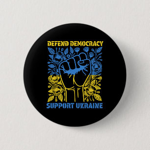 Verdedig Democratie Steun Oekraine Vrede Sta Bij  Ronde Button 5,7 Cm