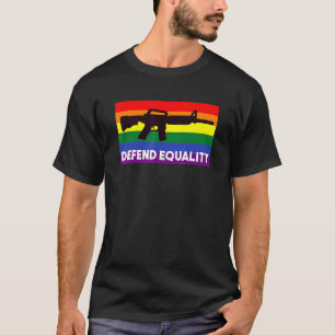 Verdedig Gelijkheid LGBT Gay Flag Aanval Geweer T-shirt