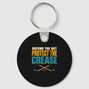 Verdedig het net bescherm de crease hockey spelers sleutelhanger