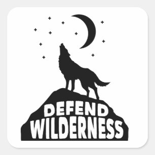 Verdedig Wilderness Wolf Moon Vierkante Sticker