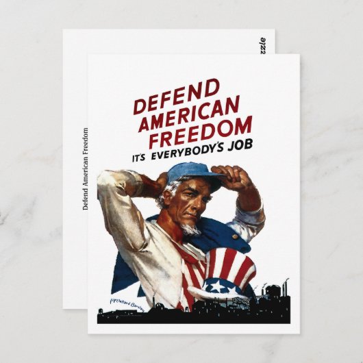 Verdediging van de Amerikaanse vrijheid Briefkaart (Voorkant / Achterkant)