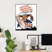 Verdediging van de Amerikaanse vrijheid — Grens Poster (Thuiskantoor)