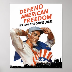 Verdediging van de Amerikaanse vrijheid — oom Sam  Poster