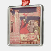 Verdediging van een gewonde man in een kasteel metalen ornament (Links)