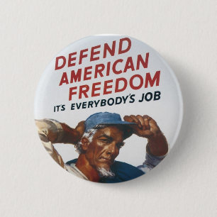Verdediging van het Amerikaanse Poster van de  Vri Ronde Button 5,7 Cm
