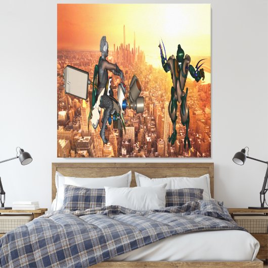 Verdediging van planeet aarde canvas afdruk (Insitu (Slaapkamer))