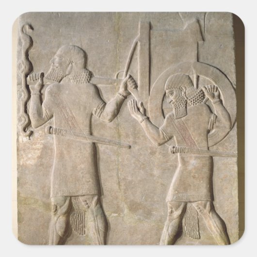 Verdediging van twee soldaten vierkante sticker (Voorkant)