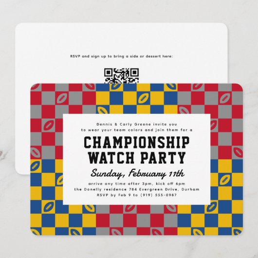 Verdeeld Huis Football Game Watch Party Kaart (Voorkant / Achterkant)