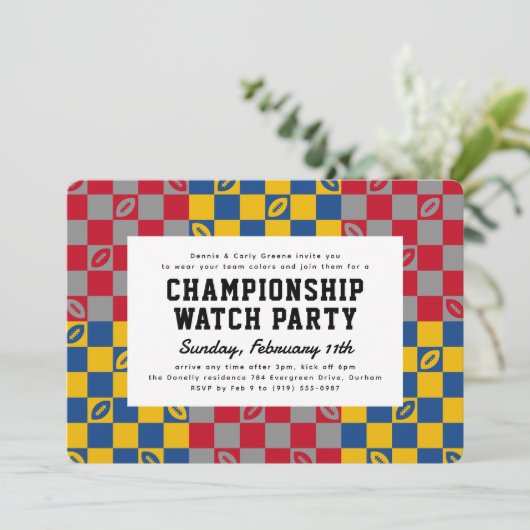 Verdeeld Huis Football Game Watch Party Kaart (Staand voorkant)