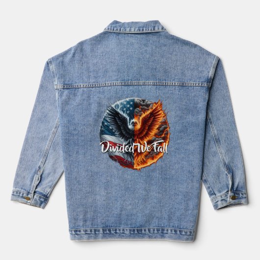 Verdeeld We Herfst USA Burning Denim Jacket (Achterkant)