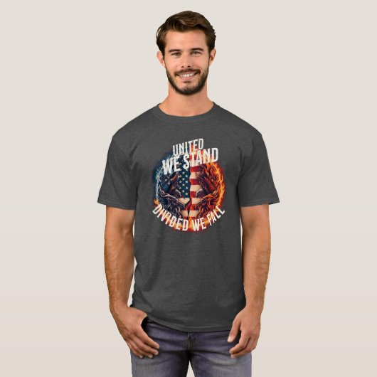 Verdeeld We Herfst USA Burning T-shirt (Voorkant volledig)