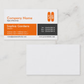 Verdeelde band - Oranje en donkergrijs - Initialen Visitekaartje (Voorkant / Achterkant)