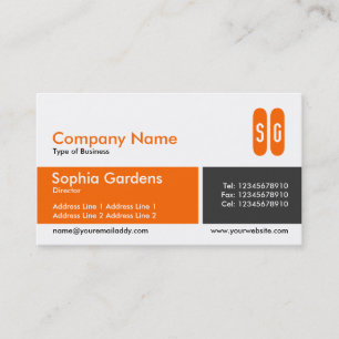 Verdeelde band - Oranje en donkergrijs - Initialen Visitekaartje