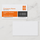 Verdeelde band - Oranje en donkergrijs - Initialen Visitekaartje (Voorkant / Achterkant)