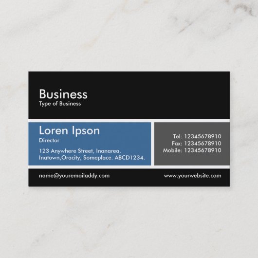 Verdeelde band v2 blauw en grijs visitekaartje (Voorkant)